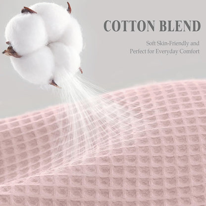 Waffle Weave Shower Curtain - Blush Pink Cotton Fabric Texture Heavyweight Shower Curtain for Bathroom,Washable,72Wx72L