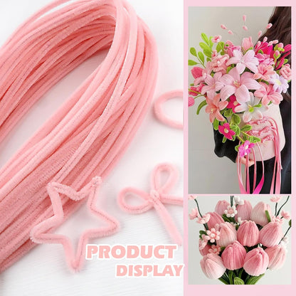 TOAOB 100pcs Long Pipe Cleaners Peach Pink Overlength Chenille Stems 24 Inch Fuzzy Sticks Craft Supplies for DIY Art Craft Projects Home Decorations