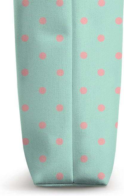 Peach Pink Tiny Polka Dot Pattern Cute Aesthetic Light Blue Tote Bag