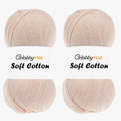 Soft Cotton Blend Crochet Yarn – Sport Weight Yarn for Crochet & Knitting – 100g / 361yds – 55% Cotton 45% Acrylic – Ideal for Amigurumi & Baby Projects (Orange - Light Peach, 2 Skeins)