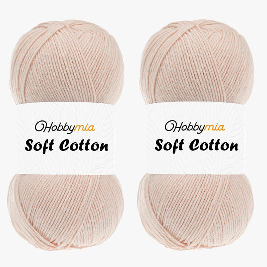 Soft Cotton Blend Crochet Yarn – Sport Weight Yarn for Crochet & Knitting – 100g / 361yds – 55% Cotton 45% Acrylic – Ideal for Amigurumi & Baby Projects (Orange - Light Peach, 2 Skeins)