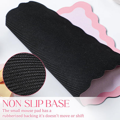 Kingdder Small Cute Kawaii Mouse Pad Pink Scalloped Mousepad - 9.8 x 7.9 Inches Non-Slip Rubber Base with Waterproof Fabric Surface, Computer Accessories for Travel, Desk, Office, Gaming & Home Decor