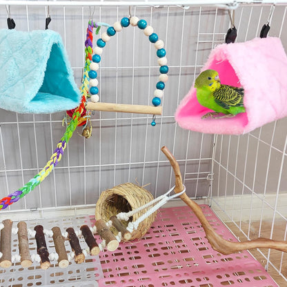 2Pcs Bird Tent Plush Hammock Hanging Warm nest 6.3''X5.1''X4.7'' Cage Parrot Snuggle Sleeping Bed hut Hideout Cave for Eclectus Parakeet Cockatoo Cockatiels Conure Lovebird