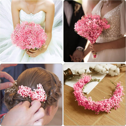 Dried Baby's Breath Flowers Pink, 17inch Dried Natural Flowers Babys Breath Bulk with 3000 Buds, Real Dry Gypsophila for Wedding, Party, Wreath Floral DIY, Home Decor