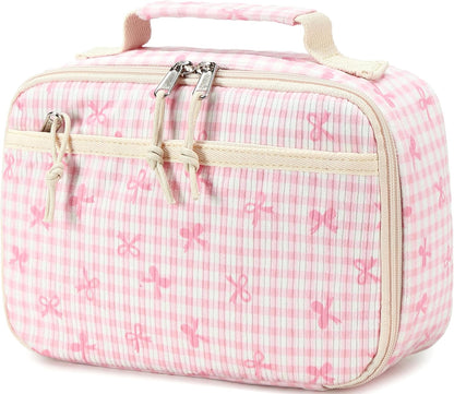 LEDAOU Lunch Box Kids Insulated Lunch Bag Girls Toddler Reusable Lunchbox for School Picnic Hiking (Bowknot-Pink)