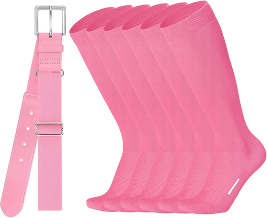JASGOOD Baseball Softball Socks and Belt Combo Set 3 for Youth Adult Soccer Football Socks