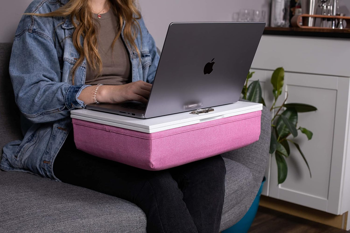BIRDROCK HOME Lap Desk with Storage and Cushion | Deep Compartment and Adjustable Top with Clip | Fits Laptop Up to 15" | Pink | Computer Accessories | Laptop and Writing Desk