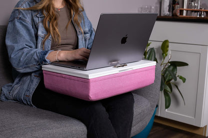 BIRDROCK HOME Lap Desk with Storage and Cushion | Deep Compartment and Adjustable Top with Clip | Fits Laptop Up to 15" | Pink | Computer Accessories | Laptop and Writing Desk