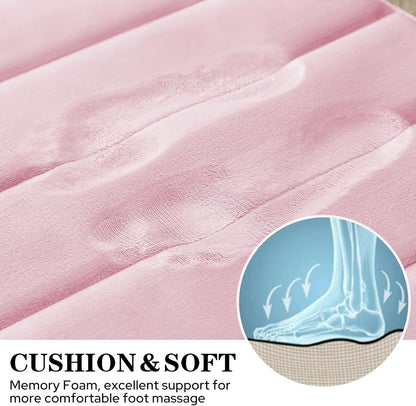 BYSURE Pink Memory Foam Bathroom Rug Set 3 Piece, Non Slip Extra Soft Absorbent Machine Washable Toilet Bath Toilet Mat (17"x24"+20"x32"+U Shape 20"x24")