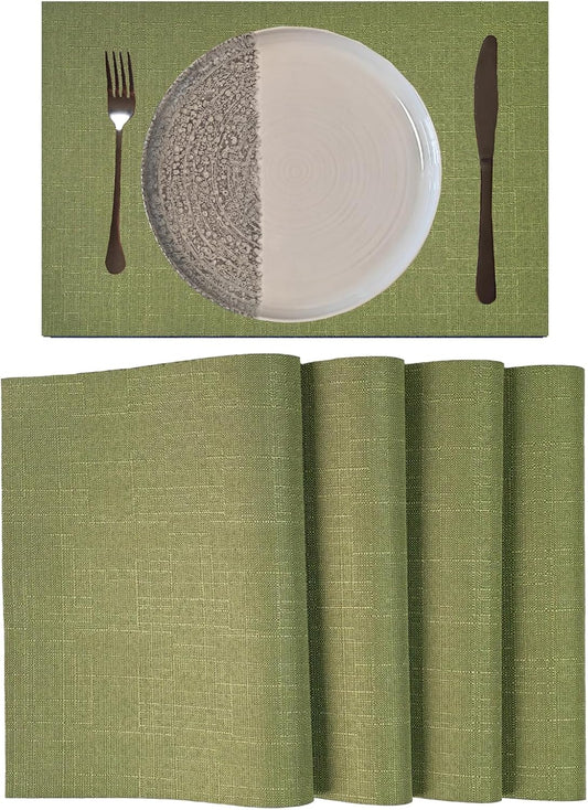 Placemats Set of 4 for Dining Table, Placemats with Embroidery, Table Mats for Dining Table 12"x18"（Pink