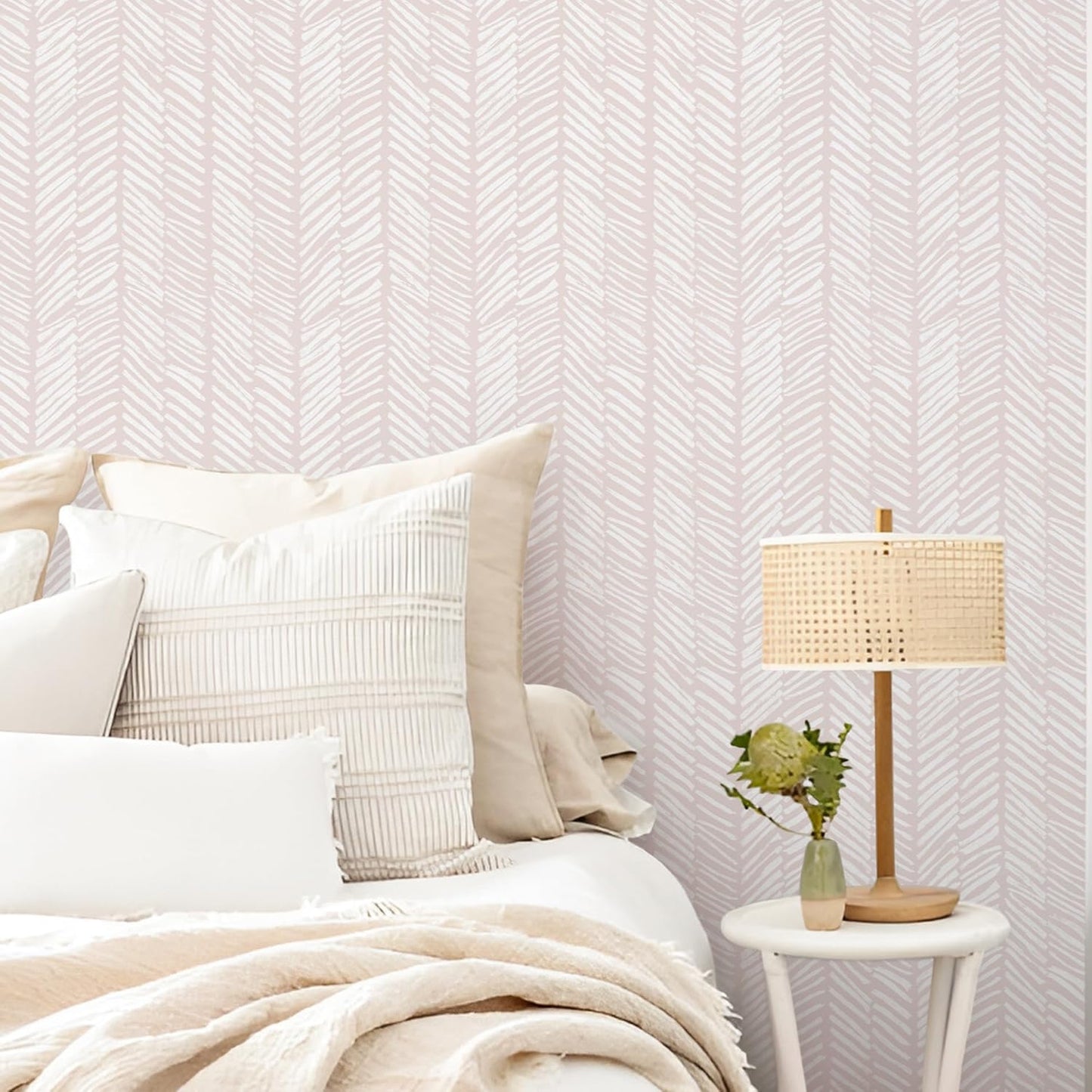 MelunMer Modern Peel and Stick Wallpaper Boho Contact Paper for Cabinets Stripe Contact Paper Line Self-Adhesive Removable Wallpaper for Bathroom Bedroom Shelf Liner Easy to Use Pink 78.7" L 17.3" W