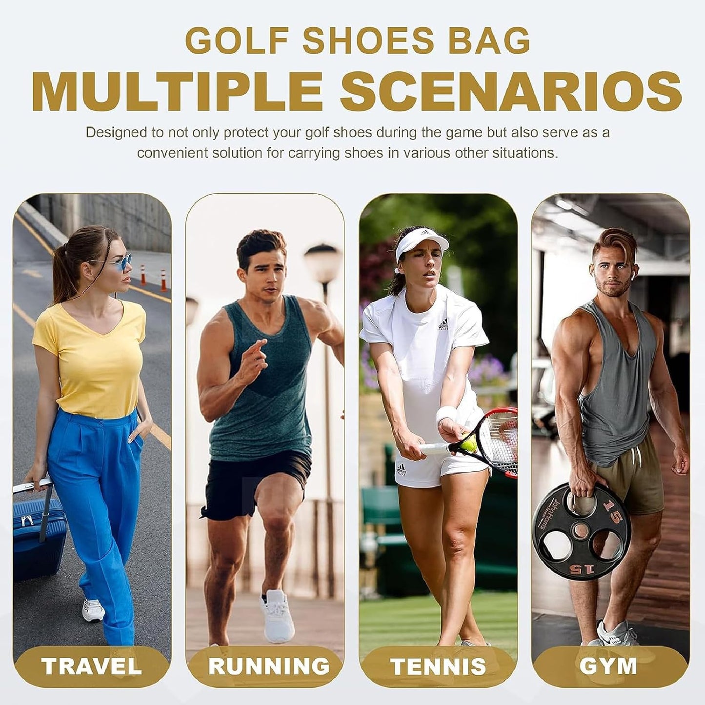 Goloni Golf Shoe Bag for Men Women, Ventilated Golf Shoe Bag with Side Pockets, Lightweight Portable Golf Shoe Carrier for Golf Shoes, Tees, Balls & Accessories,Pink