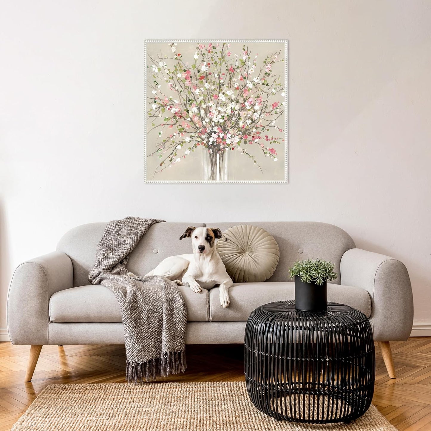 Amanti Art Framed Canvas Wall Art 30x30 Peach Blossom Bouquet by Asia Jensen, Framed Wall Art Canvas, Flowers Artwork, Traditional Decor, Large Poster Painting for Living Room, Bedroom, Bathroom