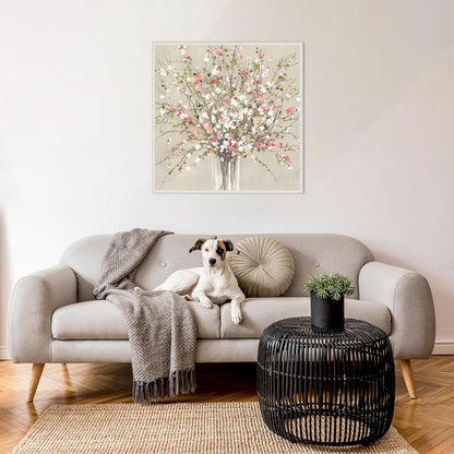 Amanti Art Framed Canvas Wall Art 30x30 Peach Blossom Bouquet by Asia Jensen, Framed Wall Art Canvas, Flowers Artwork, Traditional Decor, Large Poster Painting for Living Room, Bedroom, Bathroom