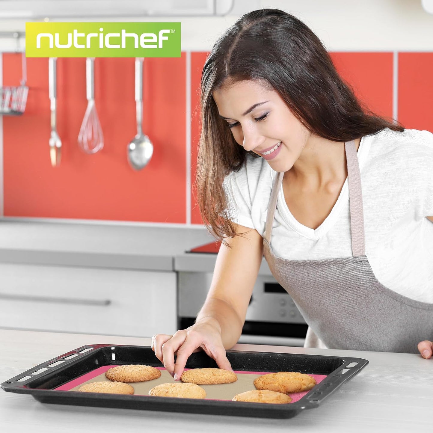 Silicone Baking Mats | 2 Non-stick Food-Grade Reusable Silicone Mats | Perfect for Half Baking Pans 16.5 x 11.6 IN | Oven-Safe Up to 480 Degrees F | Safe for Ovens, Freezers, & Dishwashers (Pink)