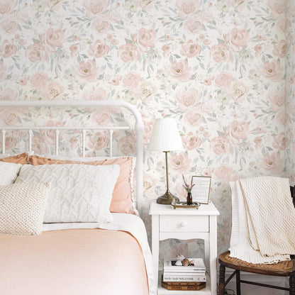 Heroad Peel and Stick Wallpaper Floral Wallpaper Pink Flower Contact Paper Rose Removable Self-Adhesive Wall Paper for Cabinets Bedroom Bathroom Stick on Walls Papel Tapiz para Pared 17.3''x78.7''