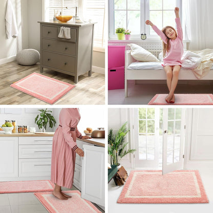 CozeCube Bath mats for Bathroom Non Slip, Fluffy Absorbent Microfiber Bath mat Washable, Aesthetic Bathroom Rugs, Large Blossom Pink Bath mat, Blossom Pink, 36" x 24"