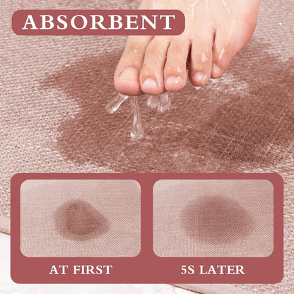 YIHOUSE Pink Bathroom Rug Set, 2 Piece, 17"x24" + 17"x47", Non-Slip, Quick Dry, Machine Washable, Modern Style, Bath Mat