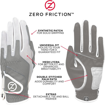 Ladies Synthetic Right Hand Golf Glove (2 Pack), Universal Fit White/Pink, One Size