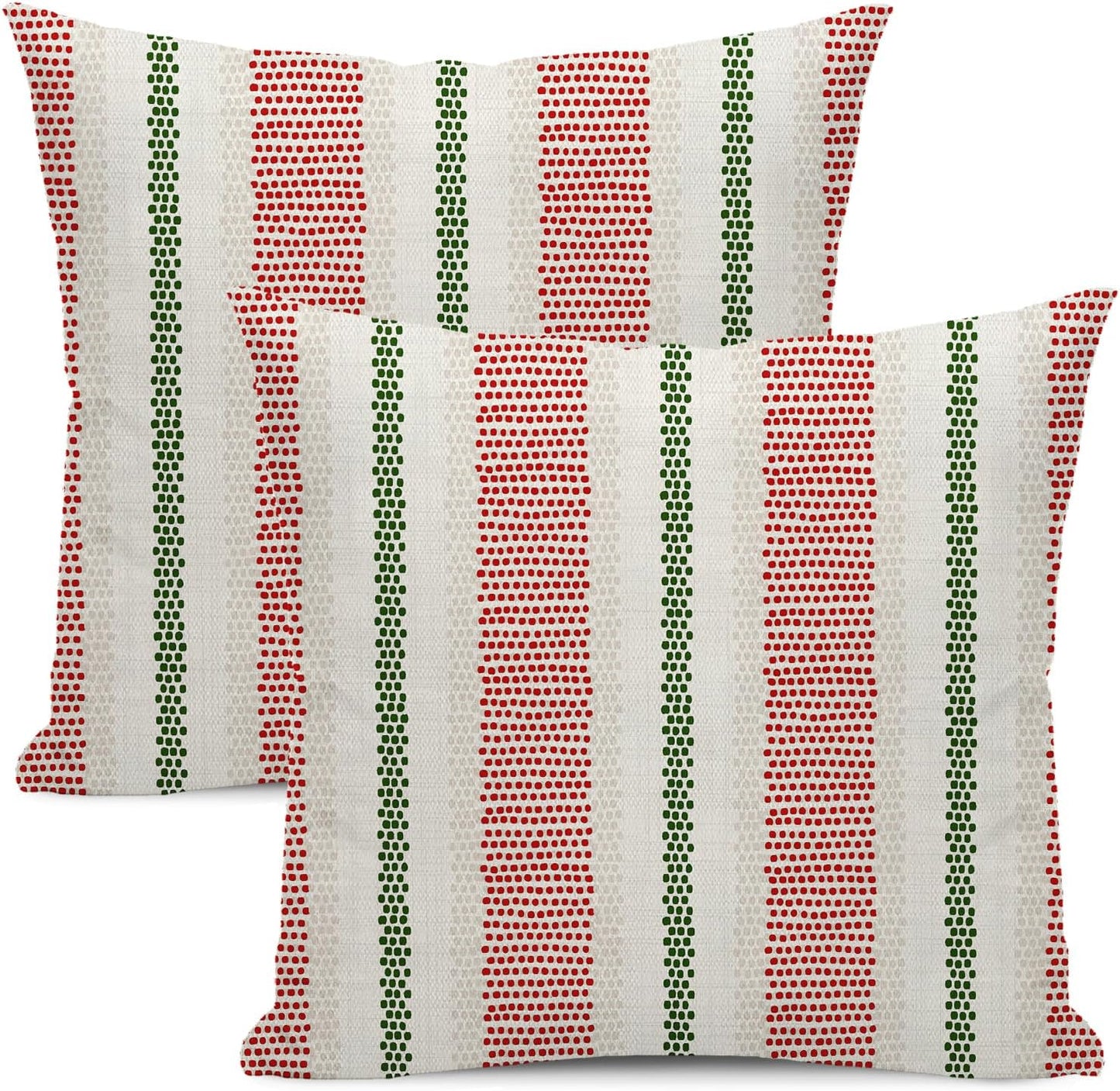 Pink Sage Green Pillow Covers 18x18 Inch 2 Pcs Boho Preppy Polka Dots Striped Decor Throw Pillows Modern Geometric Outdoor Farmhouse Decoration Pillowcase Linen Cushion Cover for Couch Sofa
