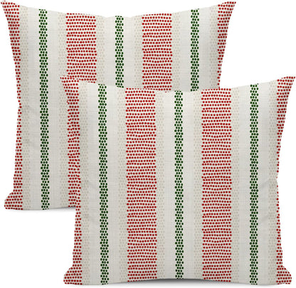 Pink Sage Green Pillow Covers 18x18 Inch 2 Pcs Boho Preppy Polka Dots Striped Decor Throw Pillows Modern Geometric Outdoor Farmhouse Decoration Pillowcase Linen Cushion Cover for Couch Sofa