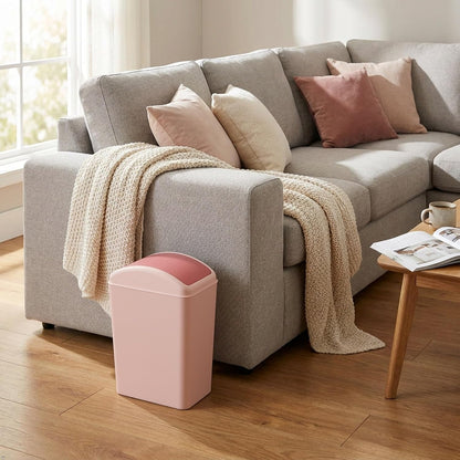Kekow 4.5 Gallon Plastic Trash Can with Swing-Top, Swing Lid Waste Can, Pink
