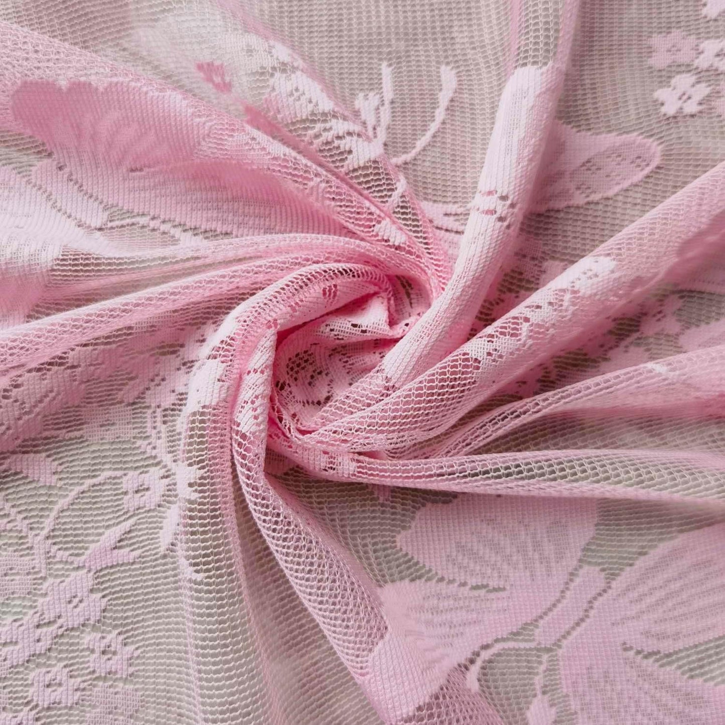 KMSG Pink Lace Kitchen Sheer Curtain Valances Cafe Curtains Swag Valance Tier for Bathroom Floral and Butterfly Embroidered Voile Valances Rod Pocket Window Treatment 1 Pane W59 x L35 Inch