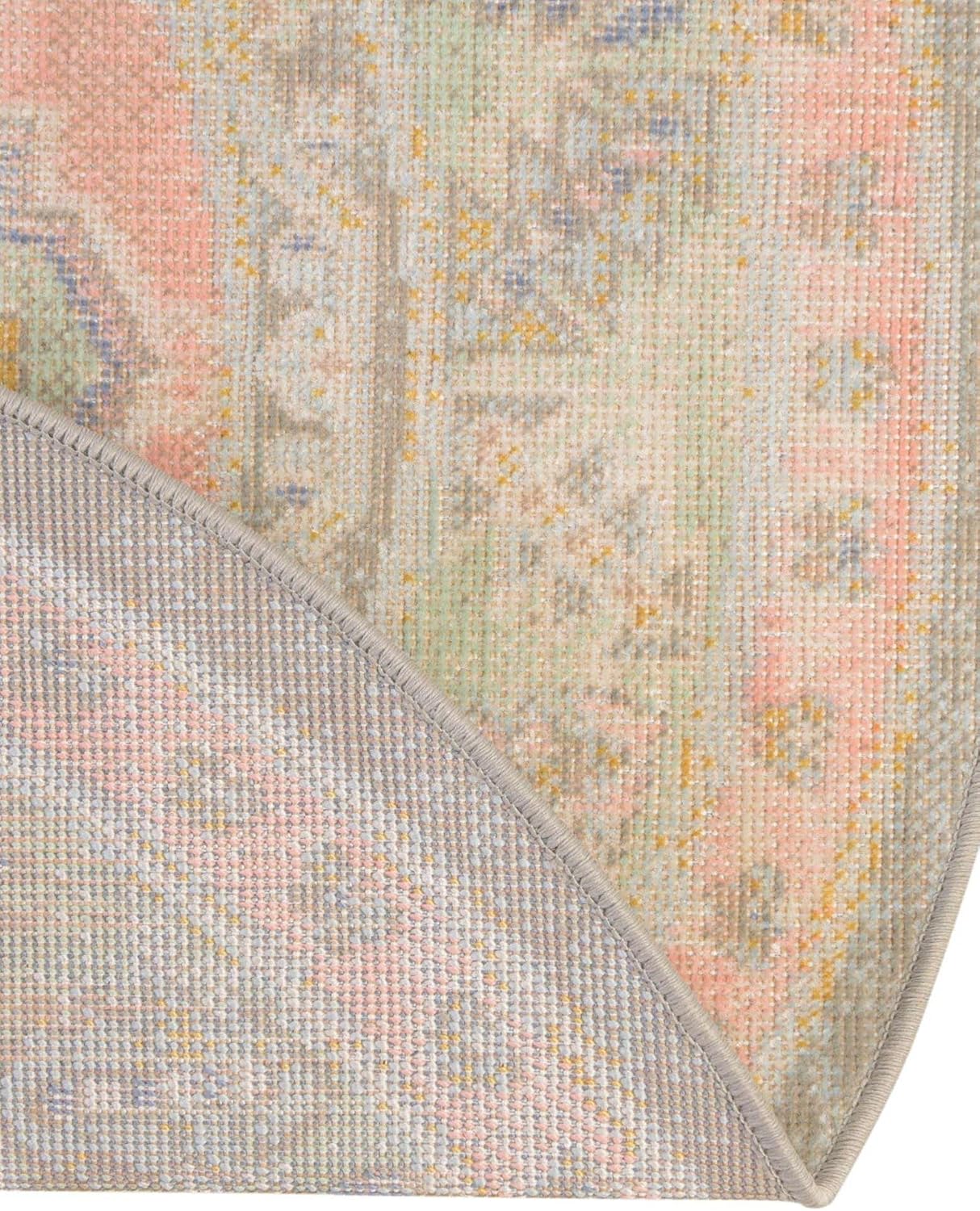 Unique Loom Whitney Collection Area Rug - Geneva (3' 3" x 5' 3" Oval, Pink/ Blue)
