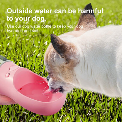 DEYACE Dog Water Bottle, Leak Proof Portable Pet Water Bottles for Dogs, Puppy Water Dispenser with Drinking Feeder for Travel (Pink 12oz)