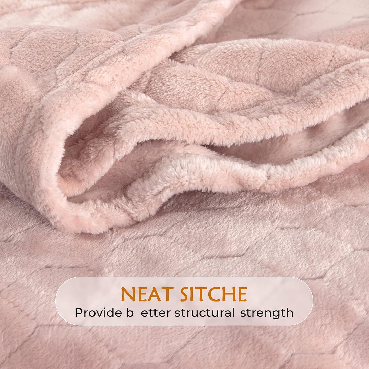 TOONOW Fleece Blanket Super Soft Cozy Throw Blanket 50" x 60", Lightweight Fuzzy Comfy Textured Flannel Blanket Winter Warm Plush Throw Blankets for Couch, Sofa, Bed, Light Pink