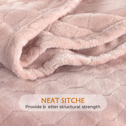 TOONOW Fleece Blanket Super Soft Cozy Throw Blanket 50" x 60", Lightweight Fuzzy Comfy Textured Flannel Blanket Winter Warm Plush Throw Blankets for Couch, Sofa, Bed, Light Pink