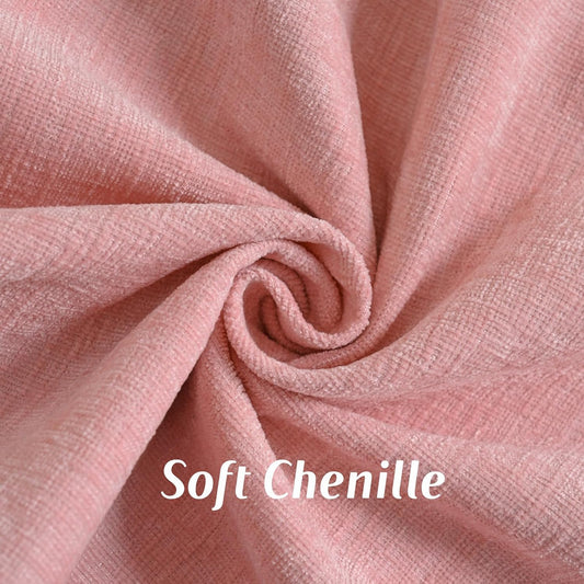 FUTEI Pack of 2 Solid Scalloped Bordered Throw Pillow Covers 12x20 Inch Soft Chenille Decorative Lumbar Pillow Cases Farmhouse Accent for Couch Bed Living Room, Pink