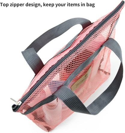 TOPASION Mesh Shower Caddy Bag Portable Hanging Toiletry and Bath Organizer with Zipper for Travel, Gym, Camping, College Dorms, Beach