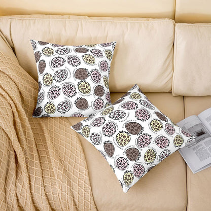 Cartoon Leopard Strawberry Throw Pillow Covers (Pack of 2),Pink Yellow Brown Leopard Cushion Cover for Teens Wild Cheetah Fur Pillow Cases Cute Fruits Pattern Living Room Sofa Bed Decor ,22"Lx22"W