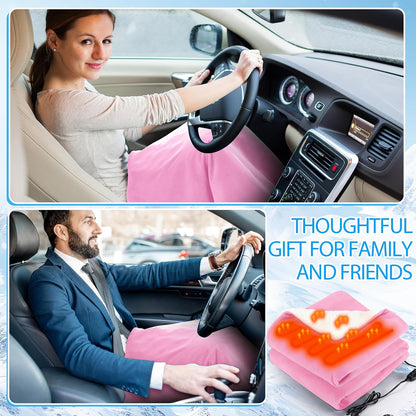 HunnmingRe 2 Pack Heated Car Blanket,12 Volt 3 Heating Levels 60" X 43" Electric Blanket Adjustable Temperature Portable Heated Throw for Car SUV RV Camping Winter Cold Weather (Pink)