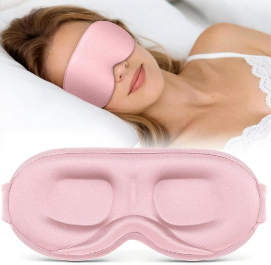 Sleep Mask for Women Men - 100% Blackout Eye Masks for Sleep - 3D Soft Sleeping Mask for Side Sleepers - Zero Pressure Lash Extensions Eye Cover Shade for Airplane Travel Essentials, Pink
