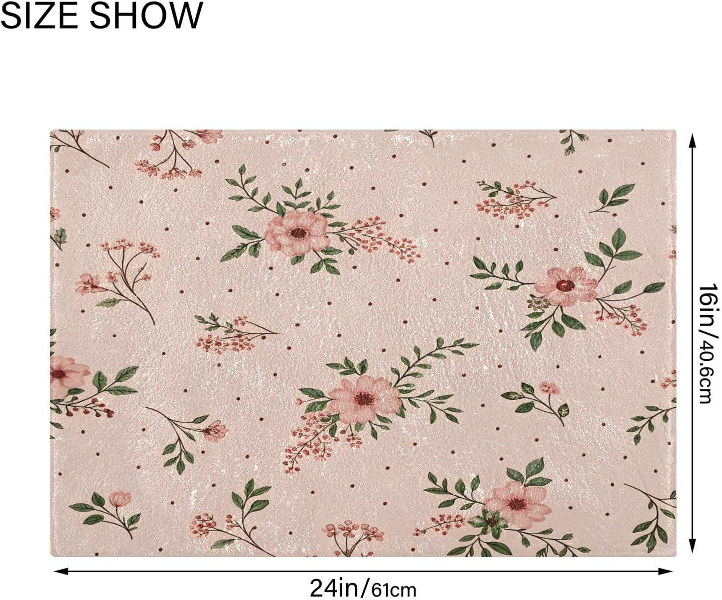Elegant Flowers Pink Bathroom Mat Rug 24" x 16" Non Slip Super Absorbent Quick Dry Bath Mats for Bathtub Fluffy Rugs