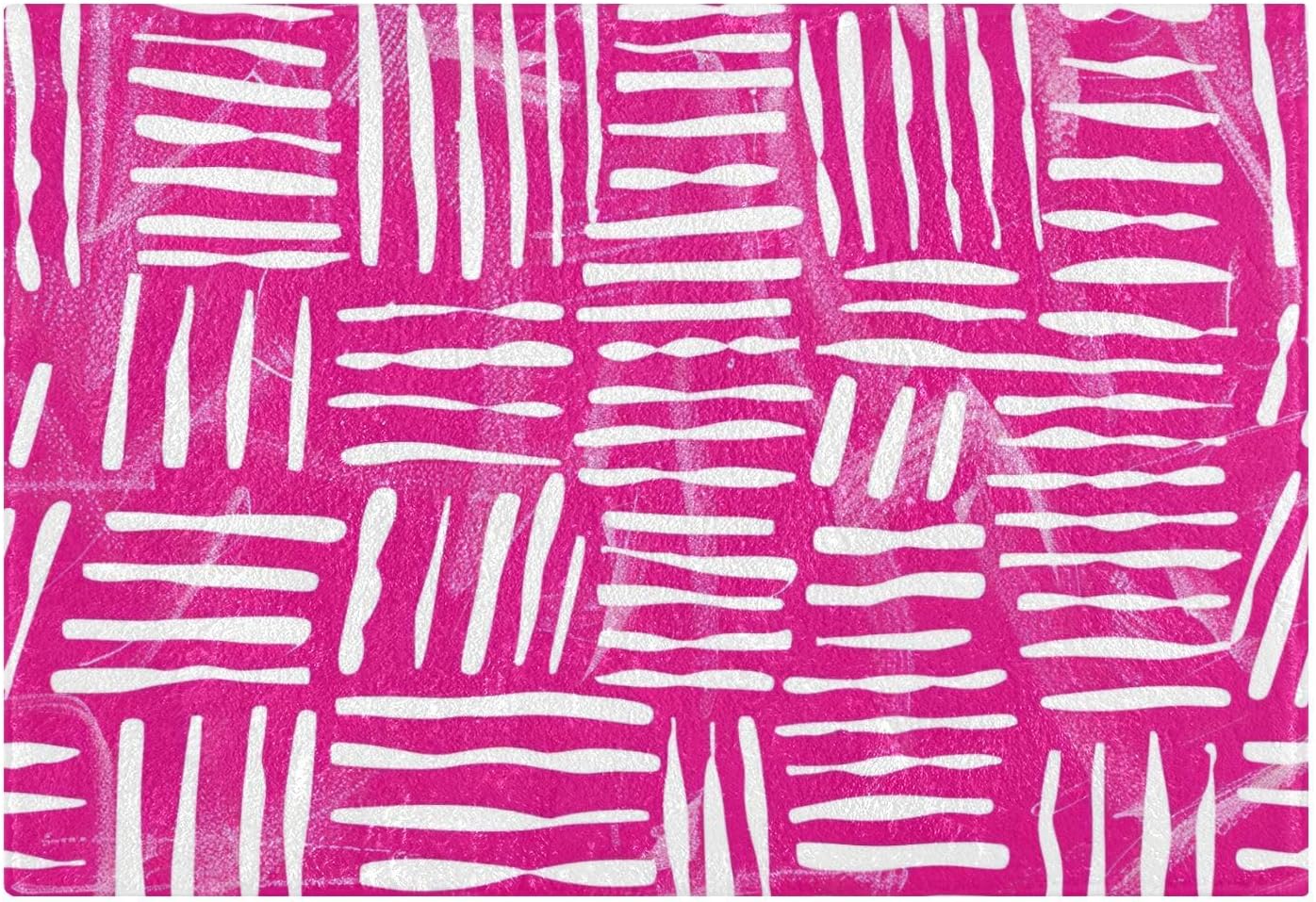 Abstract Pink Stripe Absorbent Bathroom Rug, 24''x16'' Extra Soft Thick Plush Bath Mat, Non-Slip Shaggy Bath Rug for Tub, Shower and Bath, Machine Washable