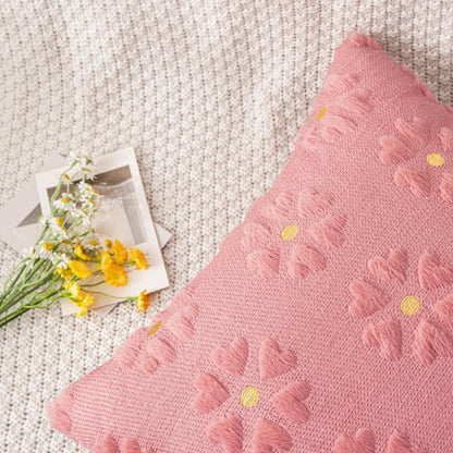 AQOTHES Spring Summer Pink Throw Pillow Covers 18x18 inch Set of 2 Flower Floral Faux Fur Cute Throw Pillows for Sofa Couch Living Room Decor