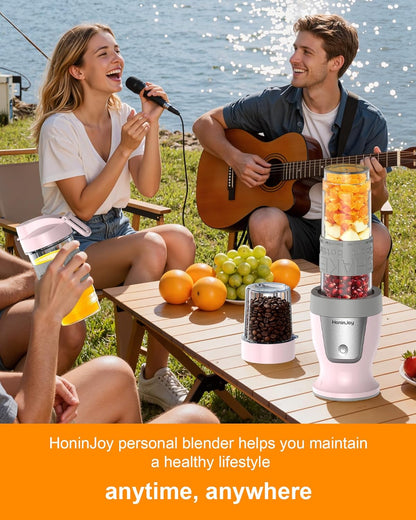 Smoothie Blender, 650W Personal Blenders for Shakes and Smoothies with Grinder Cup & 2 BPA-Free Portable Cups (20oz+14oz), Portable Blender for Juices, Smoothies Maker for Kitchen, Pink