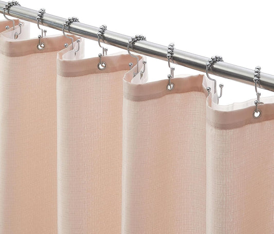 3 in 1 Shower Curtain Set, Pink Shower Curtain and Liner Set with 12 Double Sided Shower Curtain Hooks, Cloth Shower Curtains for Bathroom,Waterproof, 72" W*72" H