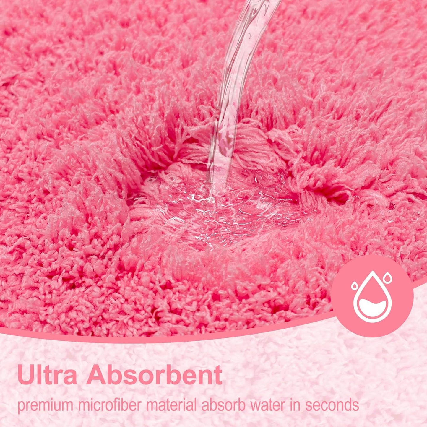 Toilet Rugs U-Shaped 24"x20", Ultra Soft Absorbent Contour Bath Rug with Non-Slip Backing, Machine Washable Shaggy Rug for Toilet, Pink
