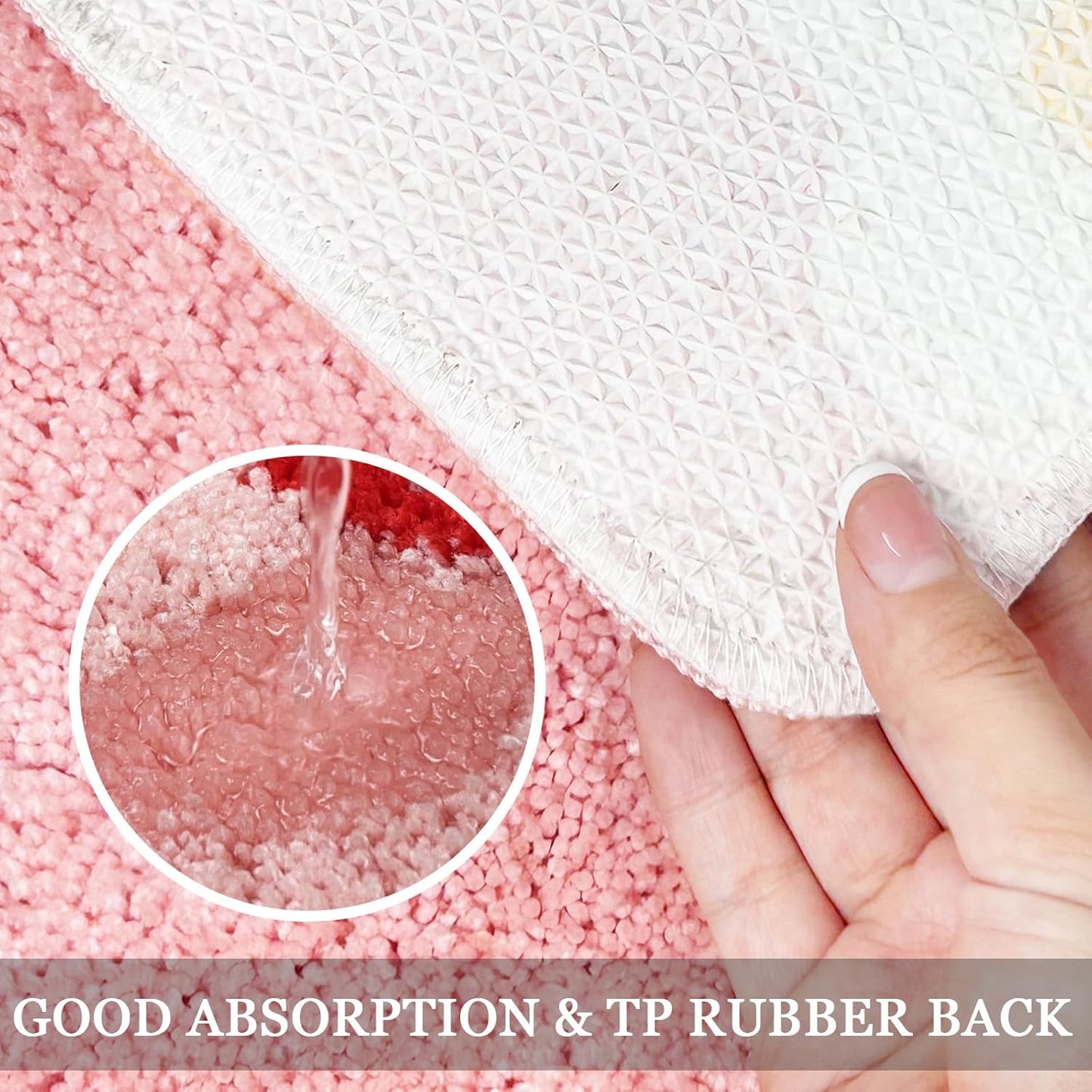 Pink Bathroom Rugs Checkered Rug Super Soft Cute Bath Mat for Bathroom Flower Decor Non Slip Bathmat Absorbent Microfiber Floral Mat 20X32 Inches