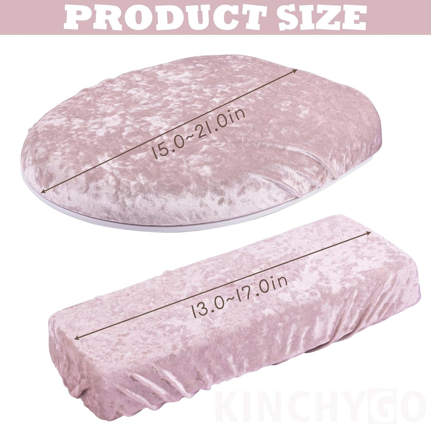 Stretch Velvet Toilet Lid Cover and Tank Lid Cover Set With Elastic Bottom for Bathroom Decor (Pink)