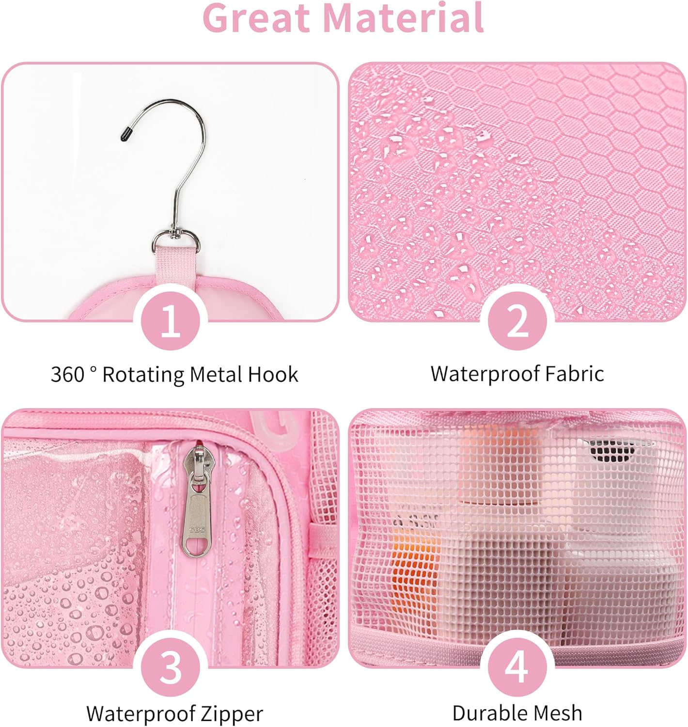 Ethereal Shower Caddy Portable, Mesh Shower Caddy Bag for College Dorm Room Essentials, Hanging Shower Bag for Gym, Camping, Beach(Pink)