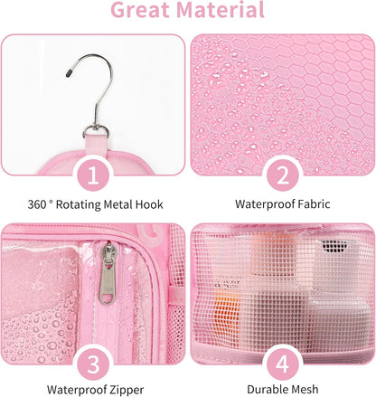 Ethereal Shower Caddy Portable, Mesh Shower Caddy Bag for College Dorm Room Essentials, Hanging Shower Bag for Gym, Camping, Beach(Pink)