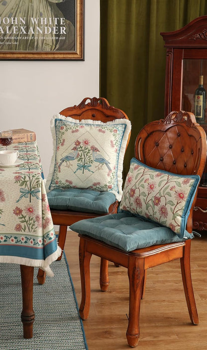 patdrea Designer French Country Velvet Throw Pillow Cover,Elegant Blue Pink Small Floral Collection Pattern,Decorative Lumbar Pillowcases Cushion for Bed Living Room Outdoor Car,Pack of 4
