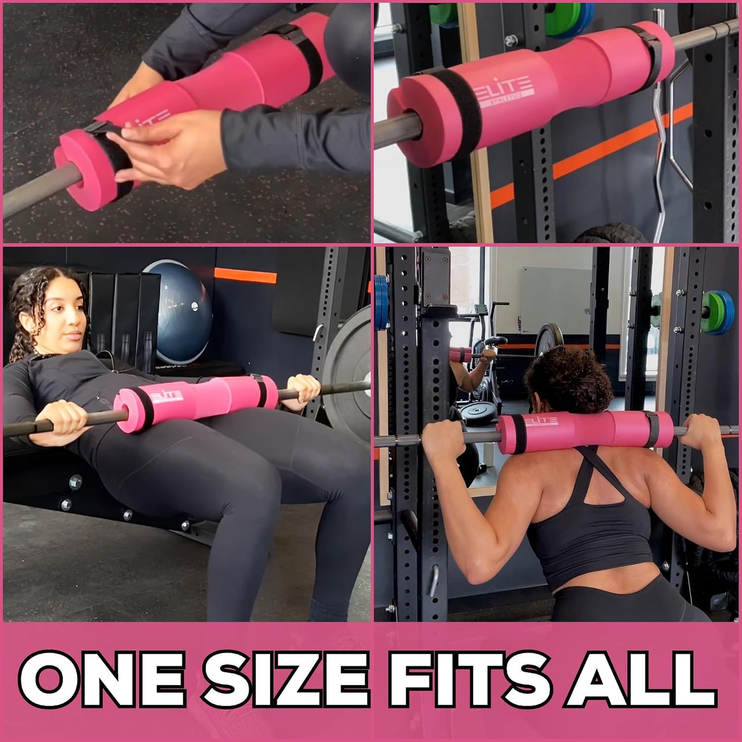 Barbell Hip Thrust Pad Set – PU Leather Bar Pad with Built-In Secure Straps, 2 Ankle Straps for cable machine, 2 Wrist Lifting Straps & Hip Resistance Bands