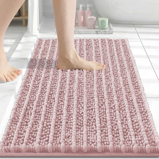Arotive Luxury Bathroom Rugs 30x17, Extra Soft Thick Absorbent Shaggy Chenille Bath Rugs, Non-Slip Machine Wash Dry, Bath Mats for Bathroom Floor, Tub and Shower, Home Decor Accessories, Dirty Pink