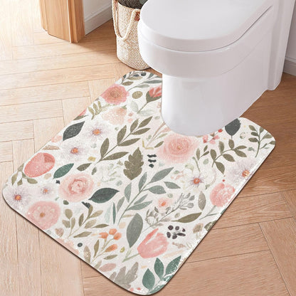Pink Flowers Bathroom Mat Rug 24" x 16" Non Slip Super Absorbent Quick Dry Bath Mats for Bathtub Fluffy Rugs
